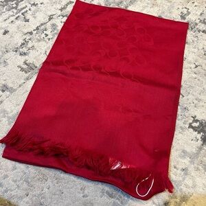 NWOT Coach Signature Wrap Scarf Wool Silk Blend Black Grey 66x24 Gift Box F76394